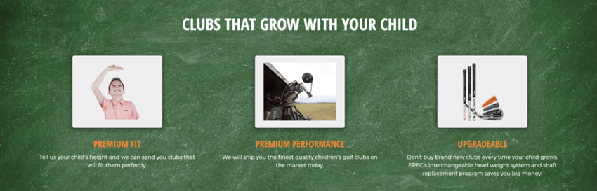EPEC golf clubs for kids